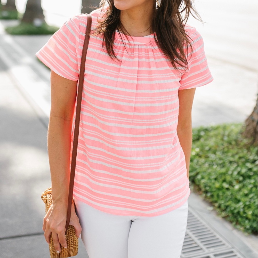 Pink striped short sleeve top